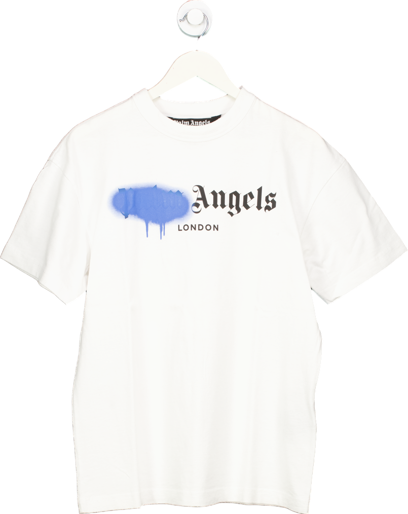 Palm Angels White Sprayed London Logo T-Shirt UK S