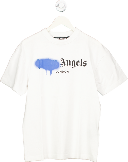 Palm Angels White Sprayed London Logo T-Shirt UK S