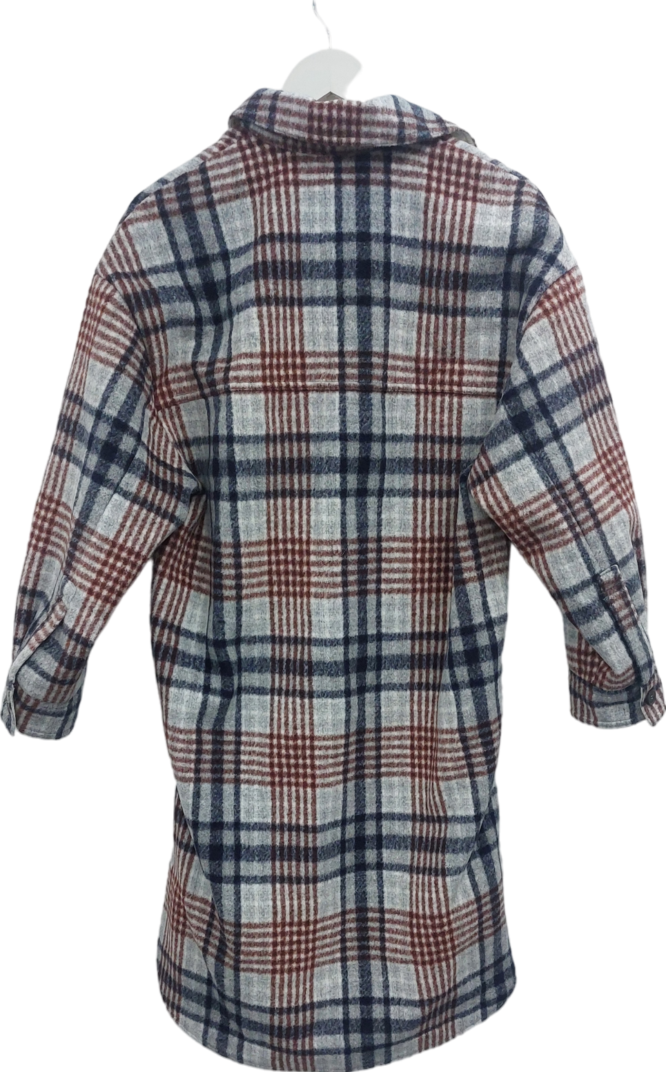 ZARA Brown Longline Checked Shirt Dress UK XS