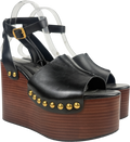 ZARA Black Leather Platform Wedge Sandal UK 6 EU 39 👠