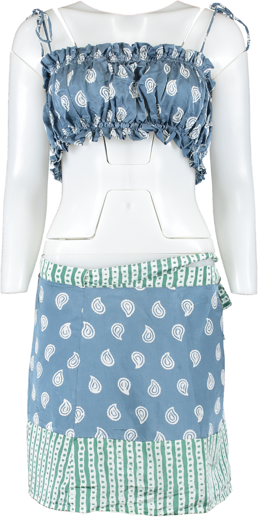 Cloe Cassandro Blue Silk Paisley Print Top And Skirt UK S
