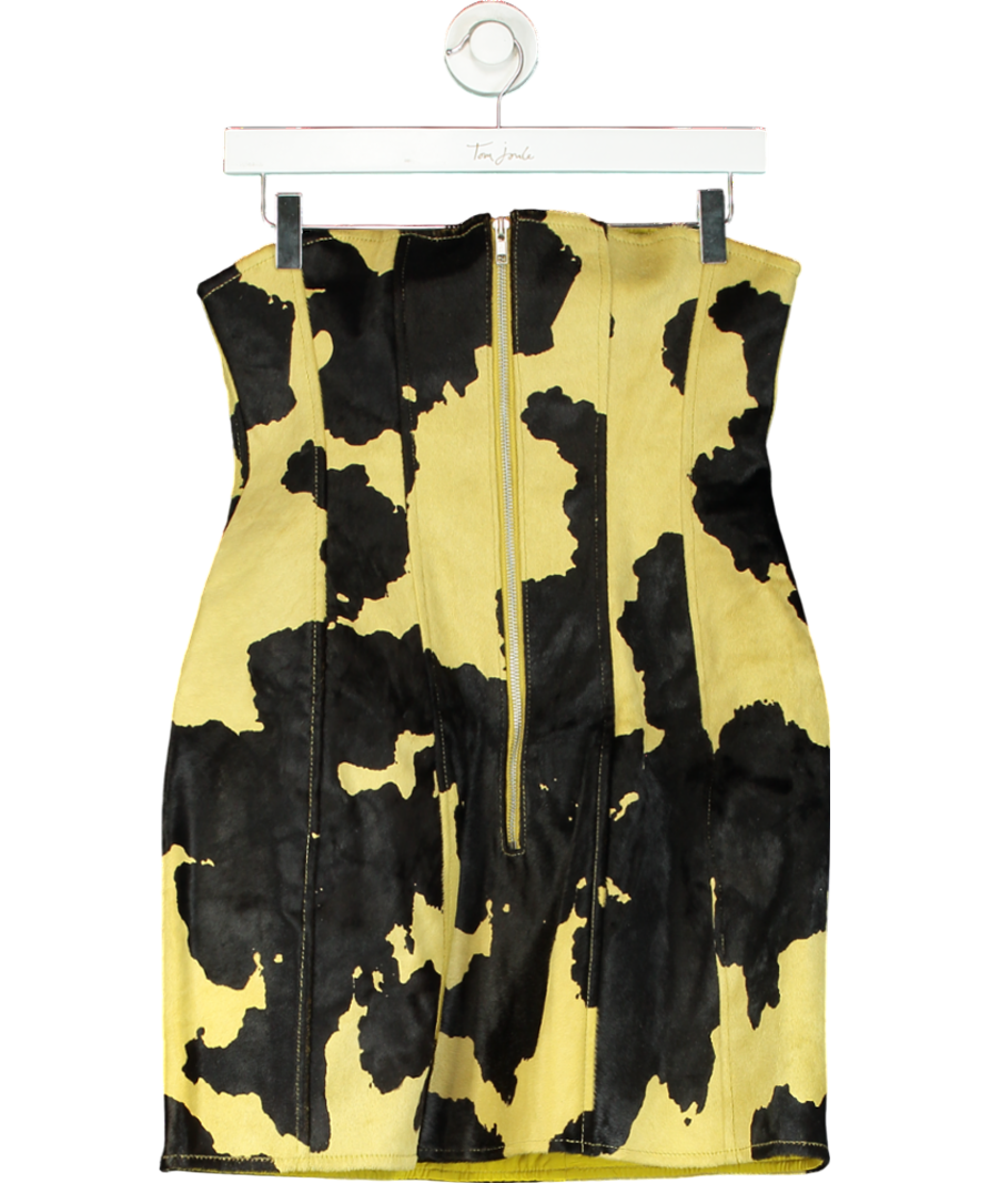 Sinead Gorey Yellow Printed Cow-hide Bustier Mini-dress UK M