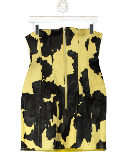 Sinead Gorey Yellow Printed Cow-hide Bustier Mini-dress UK M