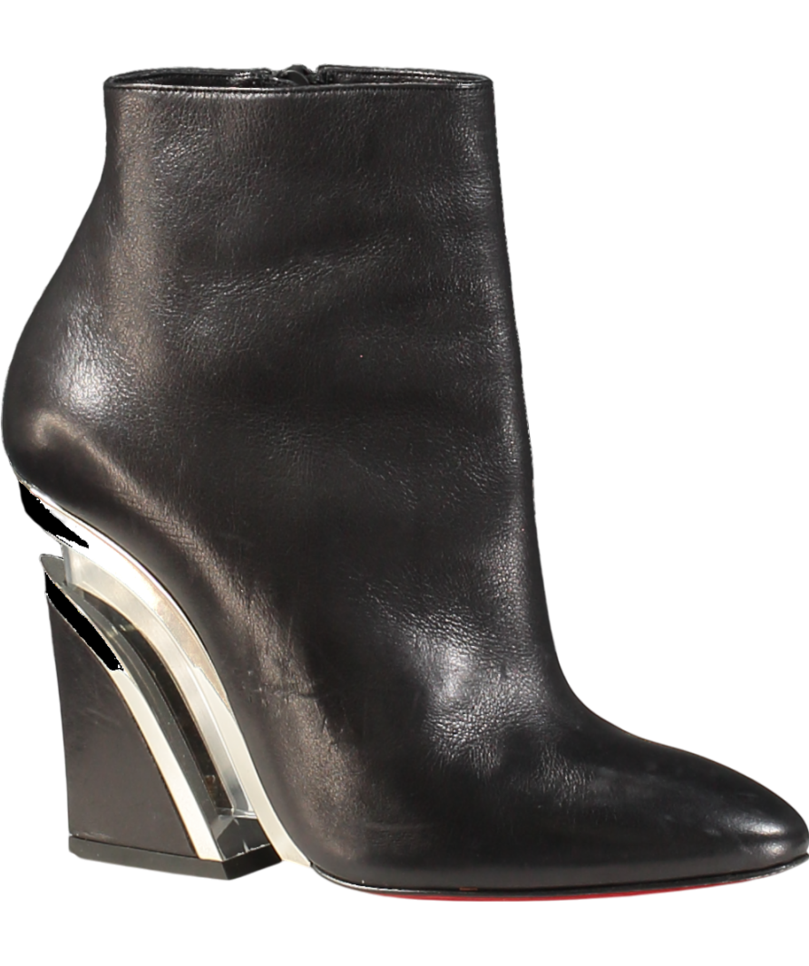 Christian Louboutin Black Levitibootie Calf Leather Wedge Heel Boots - Rare UK 4 EU 37 👠