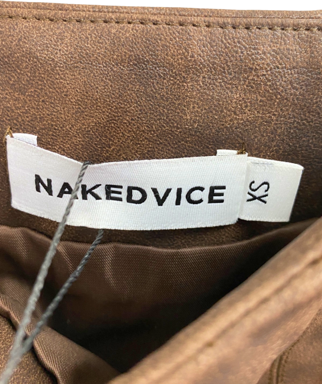 Nakedvice Brown Faux Leather Mini Skirt XS