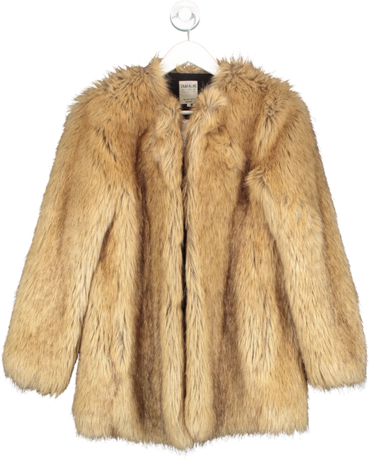 ZARA Brown Faux Fur Coat UK S