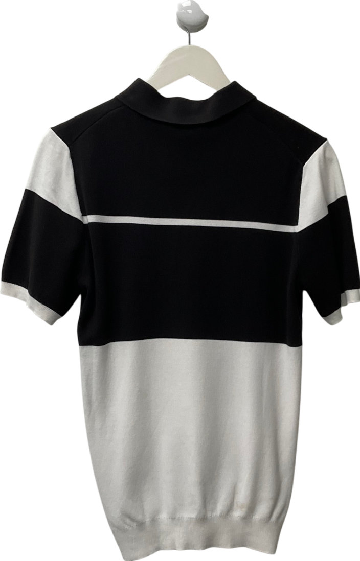 REISS White Slim Fit Half Zip Colourblock Polo Shirt UK S