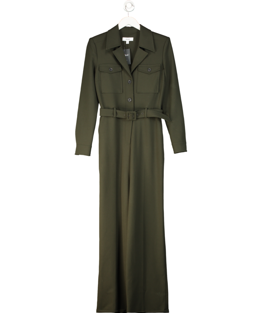 REISS Green Ray Belted Utility Jumpsuit UK 8