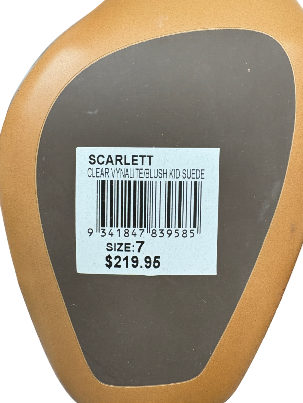 Tony Bianco Nude Scarlett Suede Perspex Heeled Mules UK 5 EU 38 👠