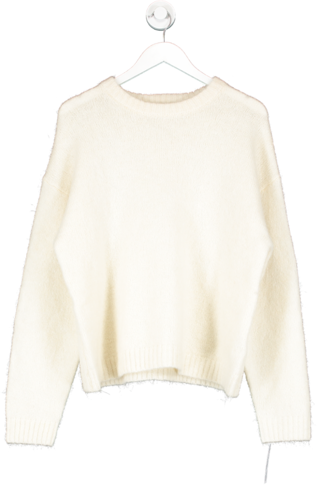 NA-KD Cream Wool Blend Oversized Sweater UK S