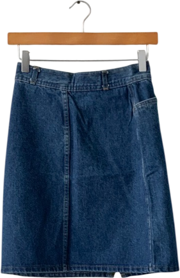 Benetton Blue Denim Asymmetric Detail Mini Skirt UK 8