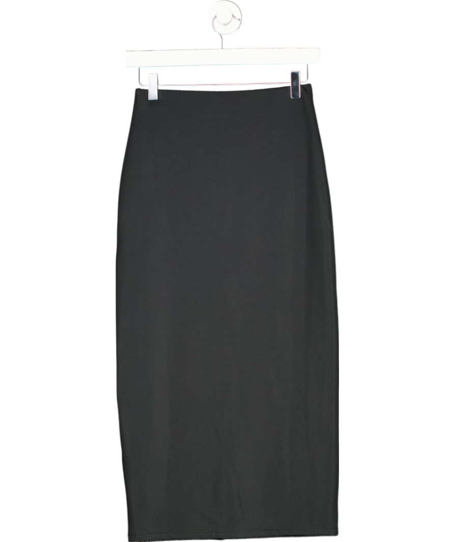 ZARA Black Buttoned Ottoman Gold Button Midi Skirt UK S