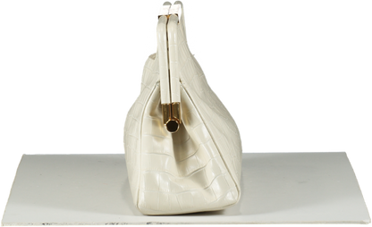 demellier Off White Croc Effect Seville Clutch / Cross Body Bag One Size