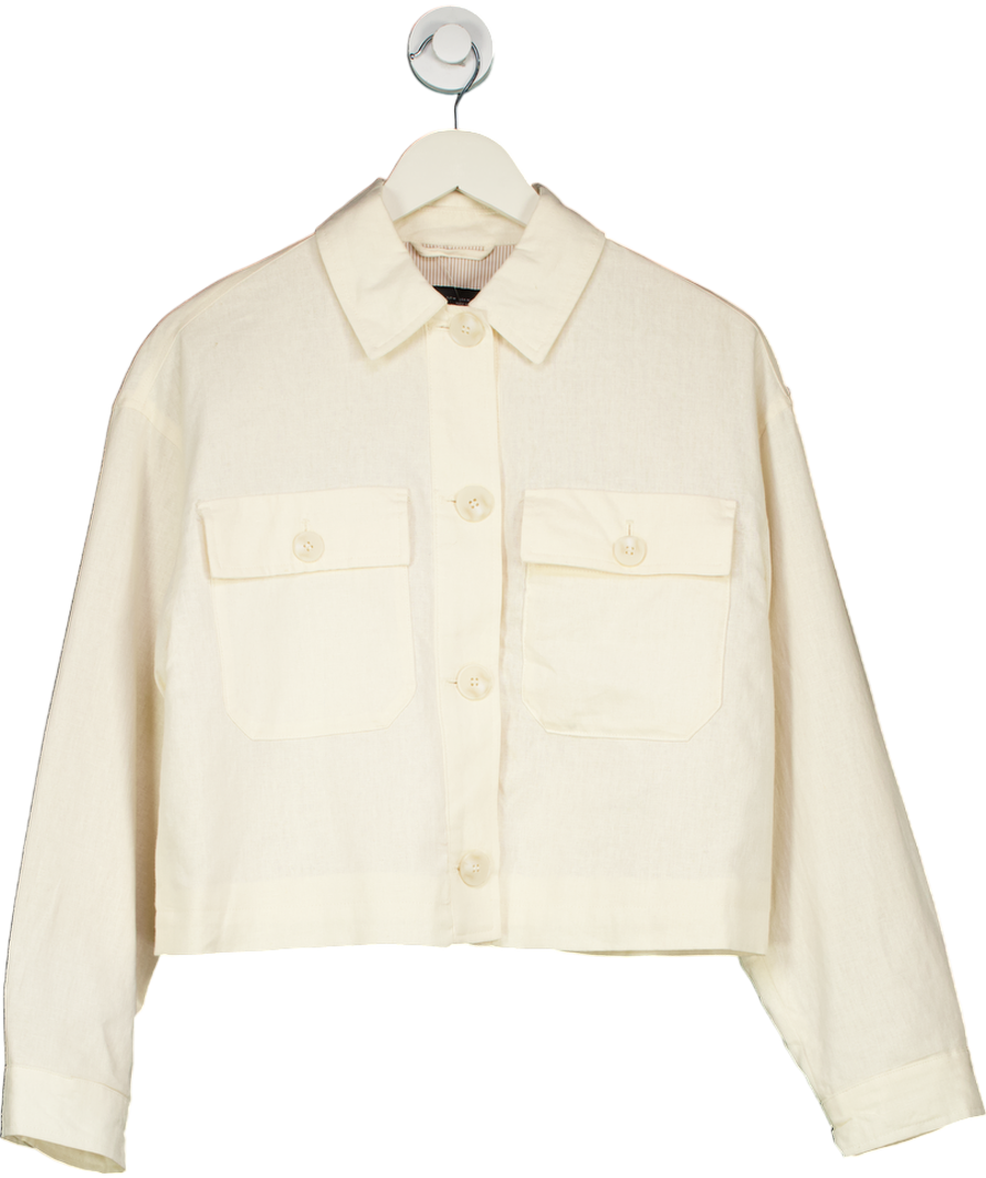 ZARA White Overshirt With Pockets UK 10