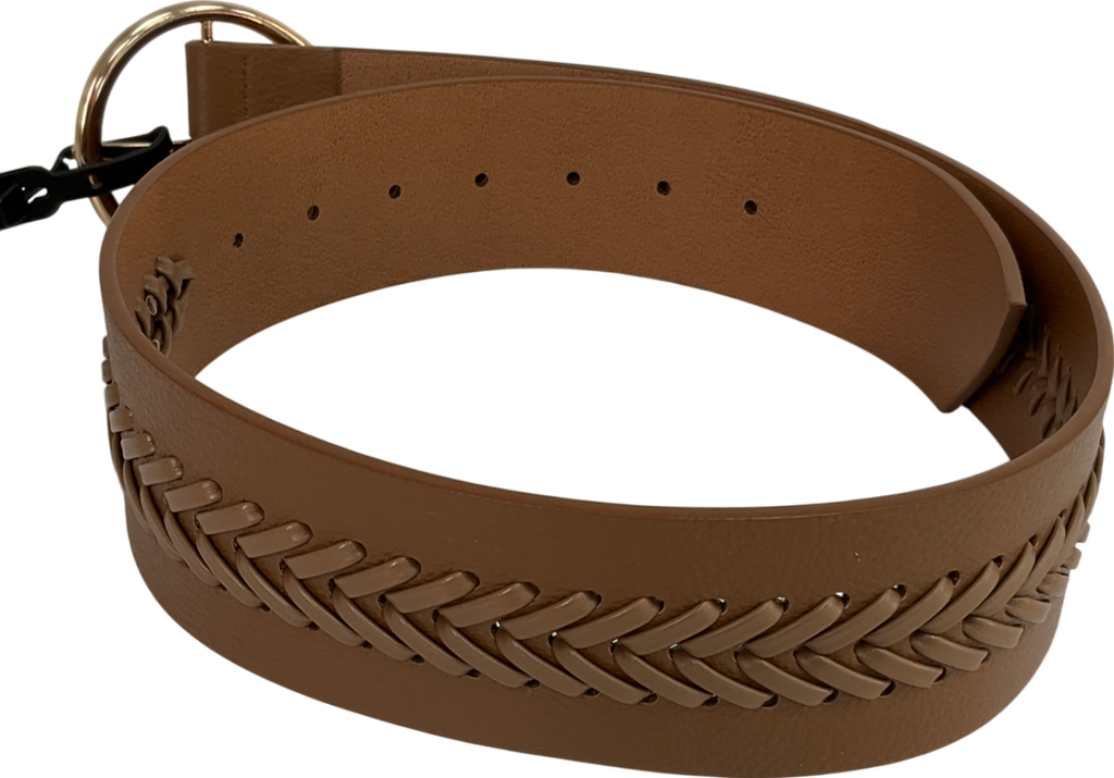 Next Tan Brown Plait Detail Wide Belt UK S