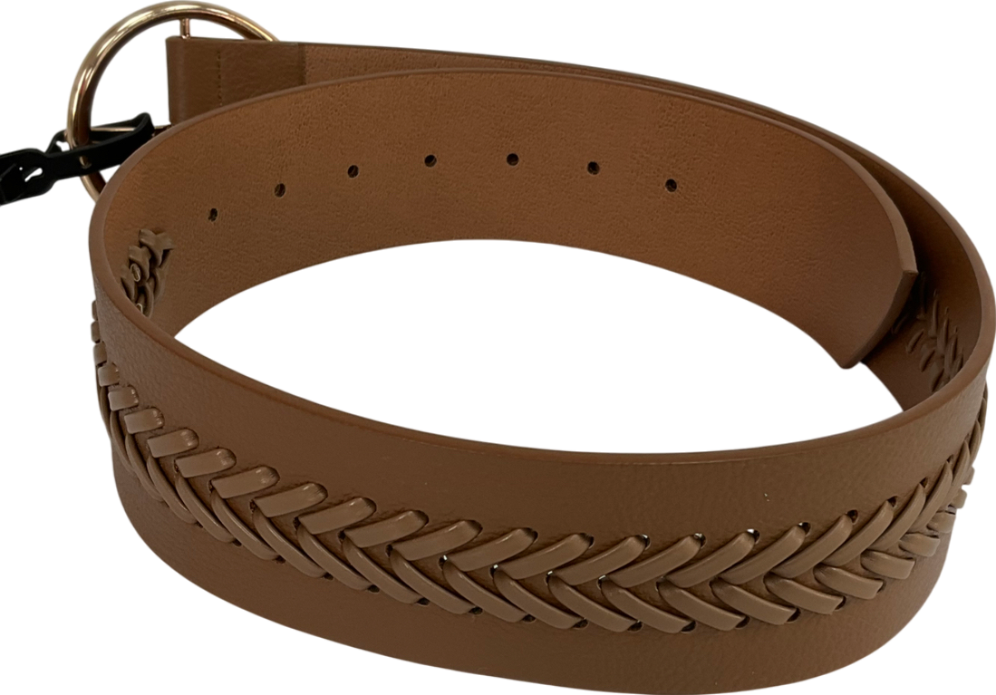 Next Tan Brown Plait Detail Wide Belt UK S