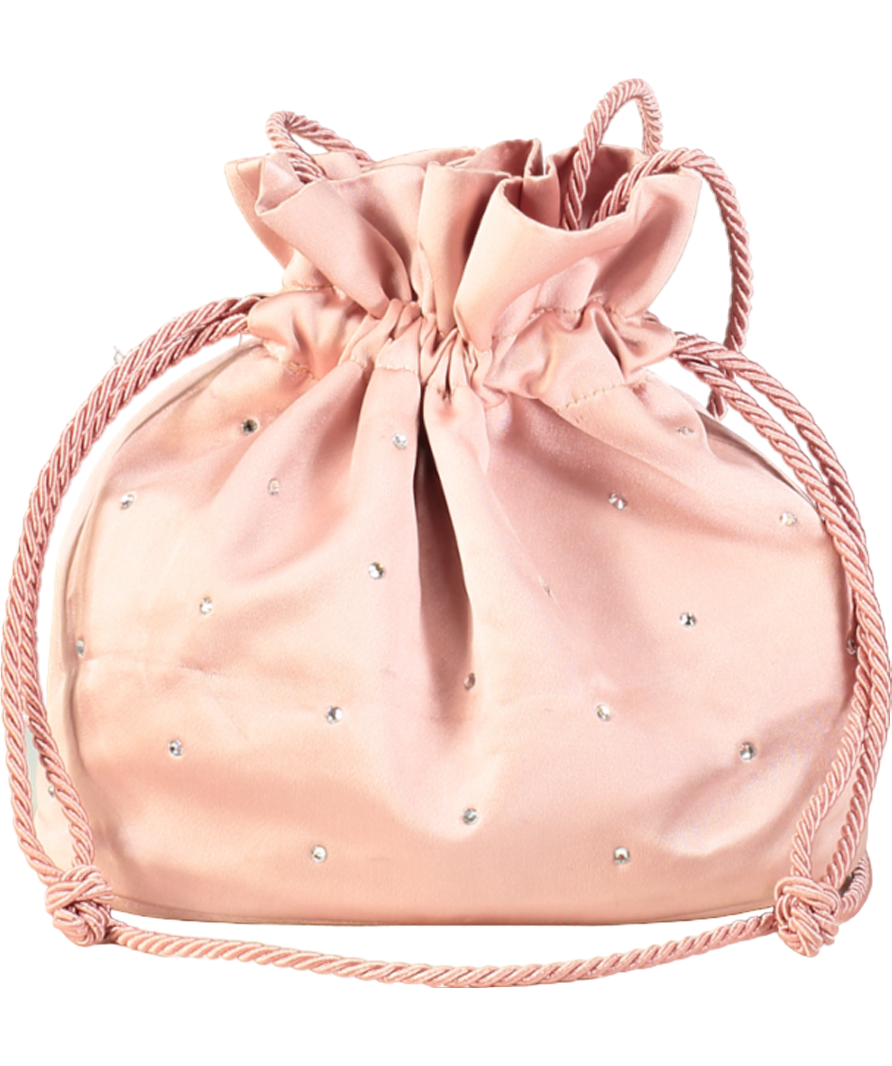 Soir Paris Pink Diamante Drawstring Bucket Bag