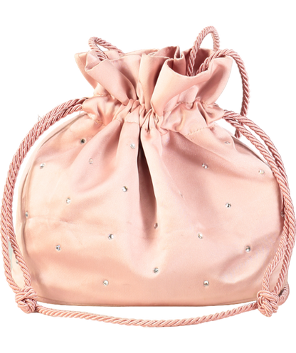 Soir Paris Pink Diamante Drawstring Bucket Bag