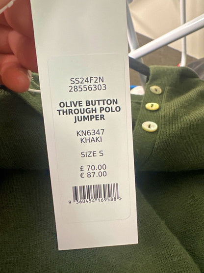 Forever New Olive Button Through Polo Jumper UK S