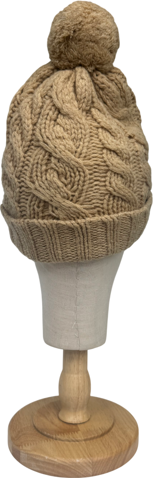 Tommy Hilfiger Beige Cable Knit Beanie Hat UK S