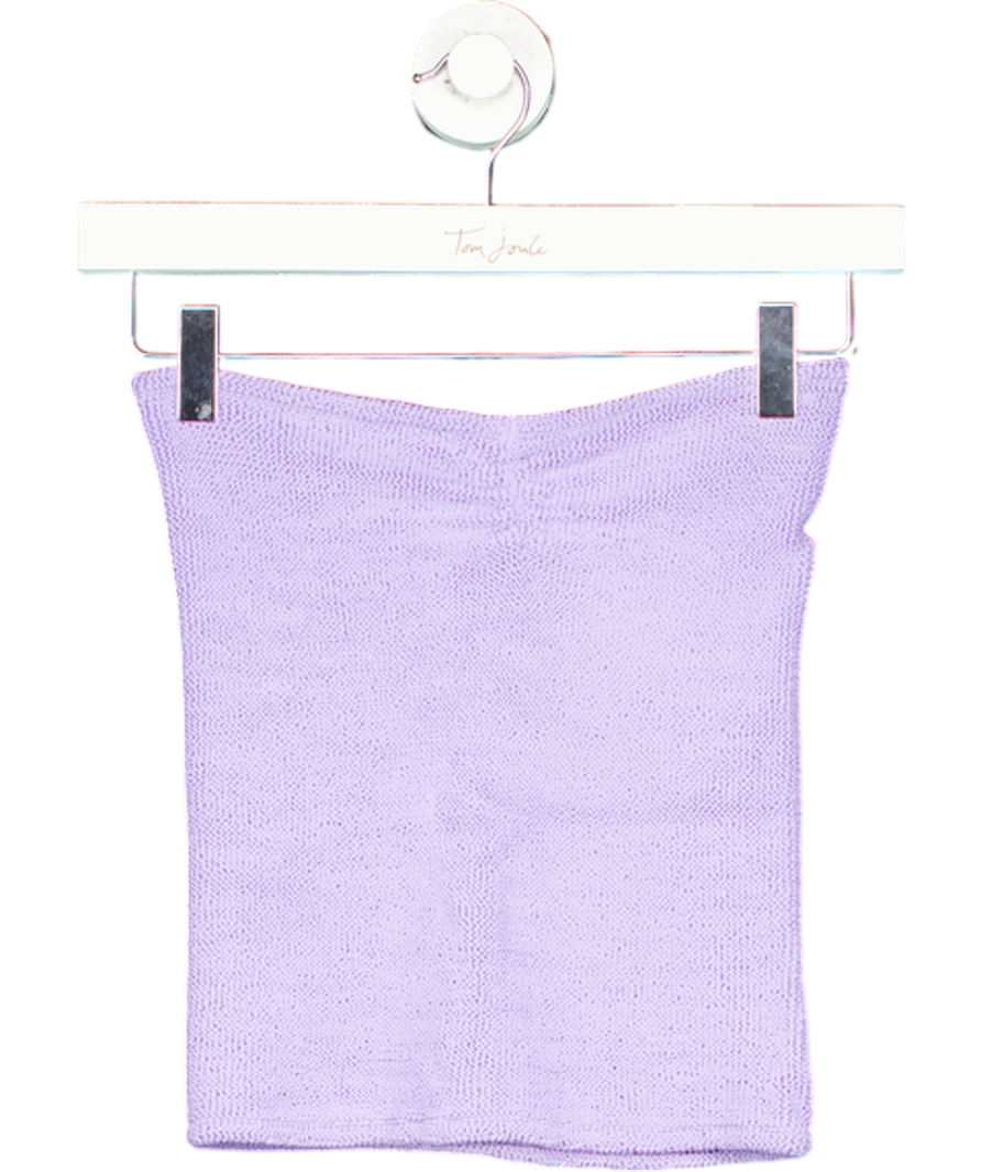 Hunza G Purple Bandeau Strapless Crop Top UK XS/S
