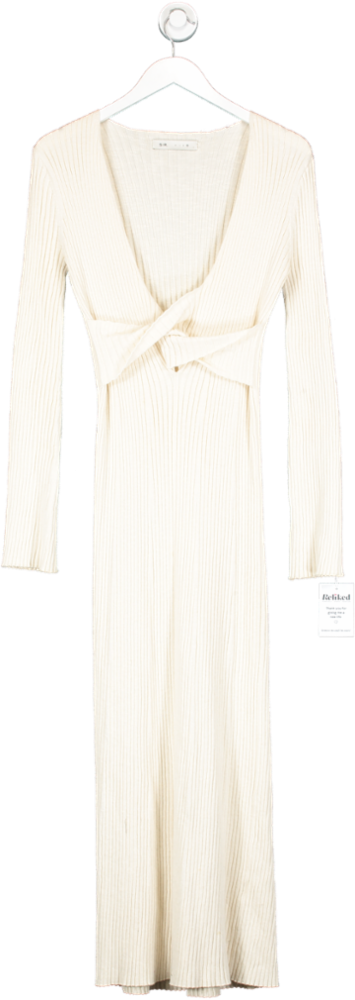 SIR Cream Knot Front Long Sleeve Maxi Dress UK 12