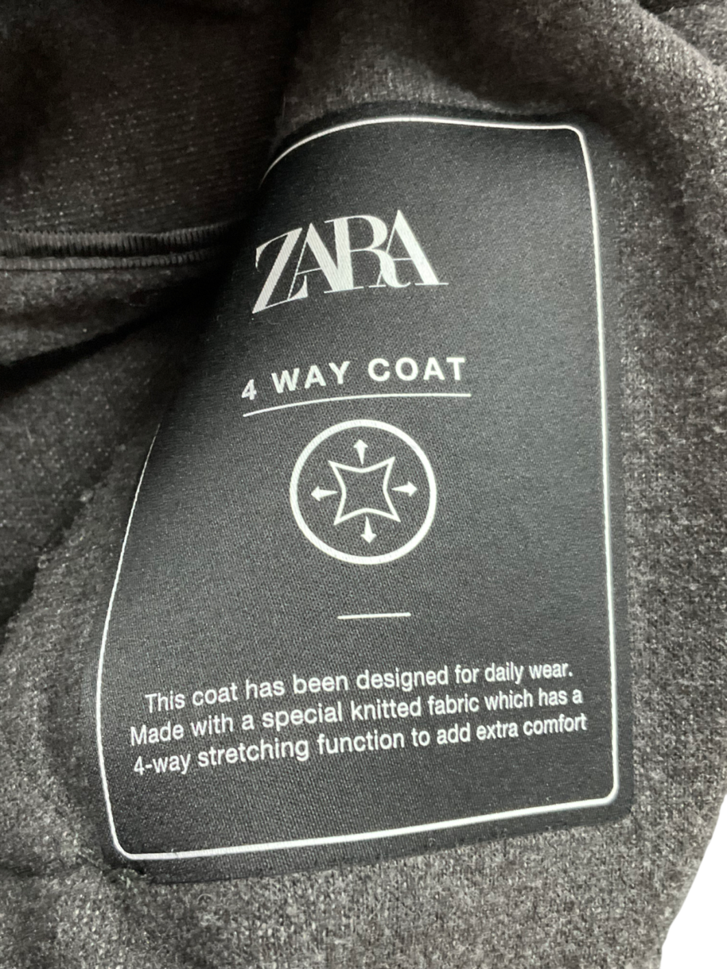 ZARA Grey Wool Blend Coat UK S