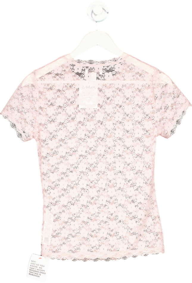 TopShop Pink Lace Short Sleeve T-Shirt UK M