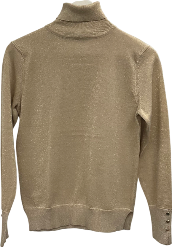 River Island Gold Metallic Roll Neck Top UK 10
