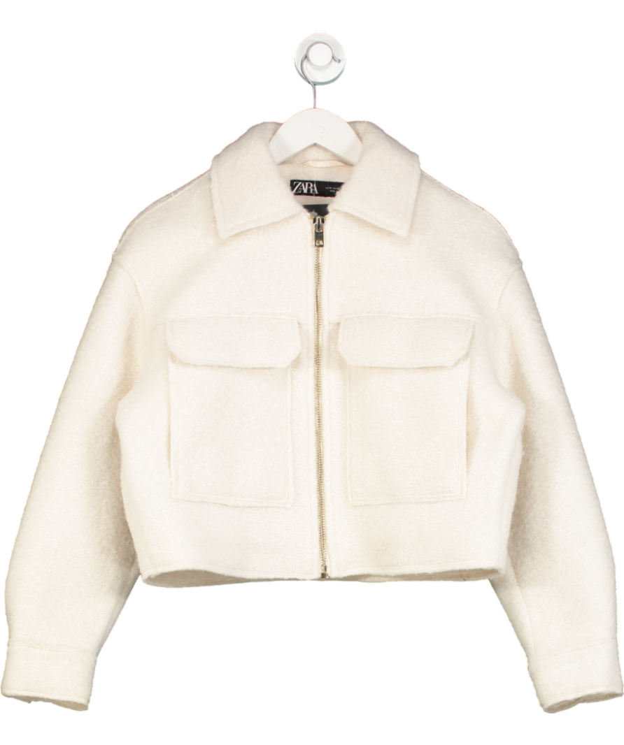 ZARA Cream Short Bouclé Jacket UK XS