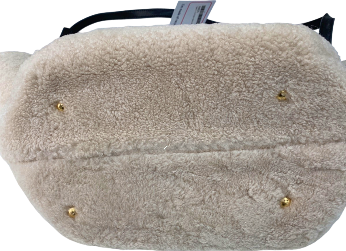DeMellier Beige Shearling Tote Bag