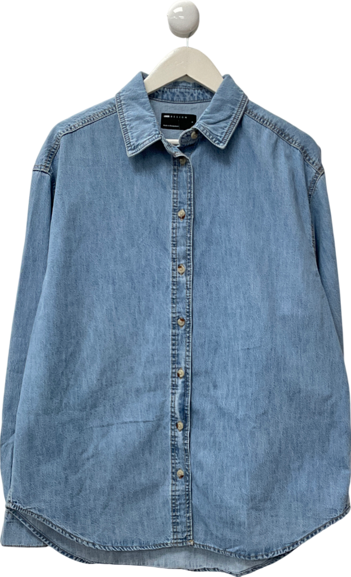 ASOS Minimal Denim Shirt In Lightwash Blue UK S
