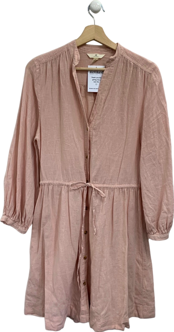 H&M Pink Linen-Cotton Blend Dress UK XS