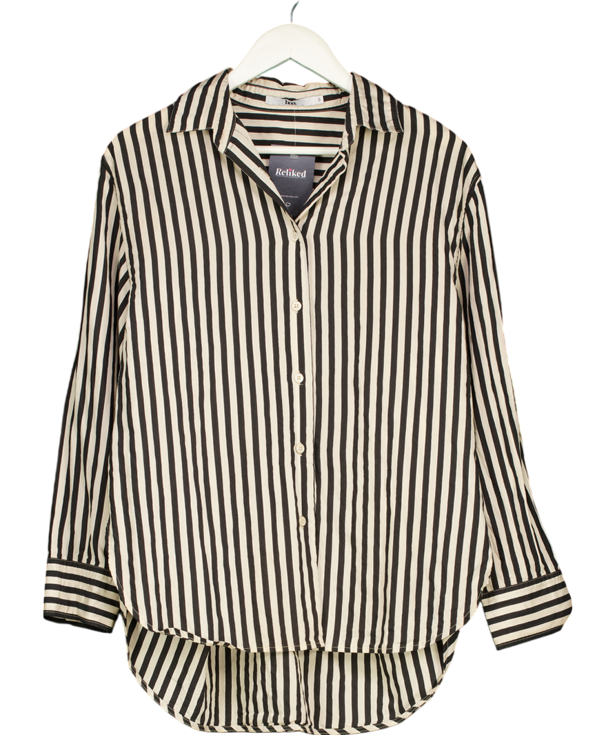 BOA Black Cotton Striped Oversized Shirt UK S