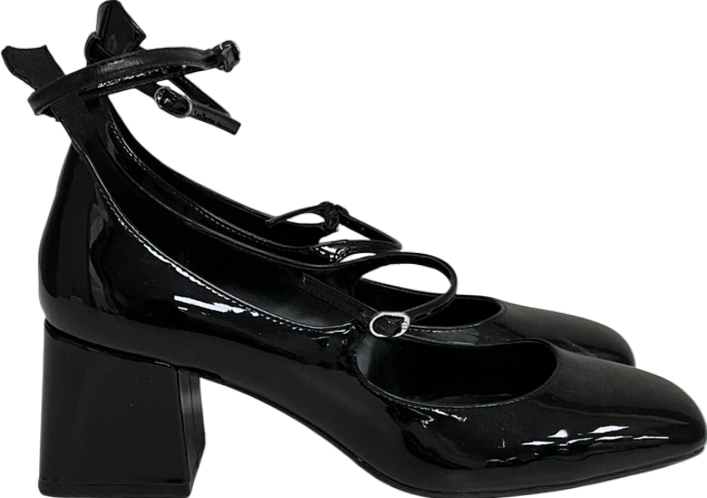 MANGO Black Patent Leather-effect Shoes With Buckle UK 6 EU 39 👠