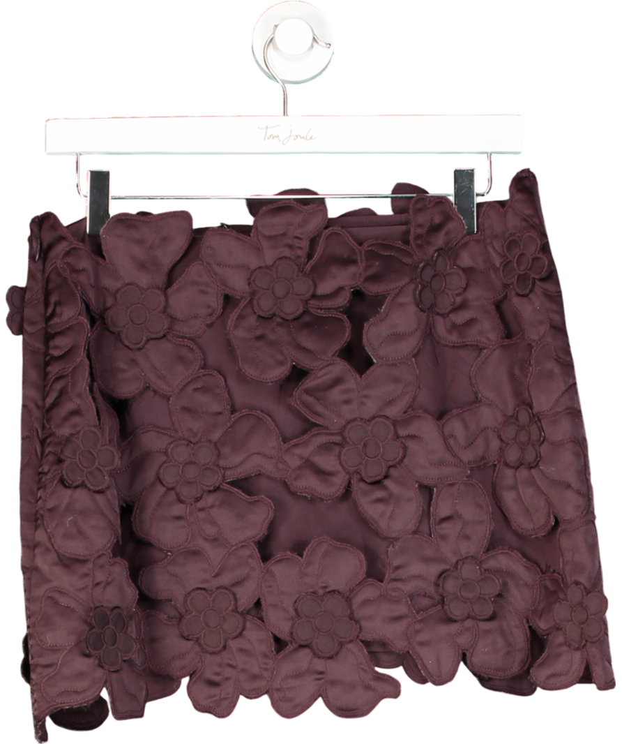 ASOS Edition Purple Applique Floral Mini Skirt UK 10