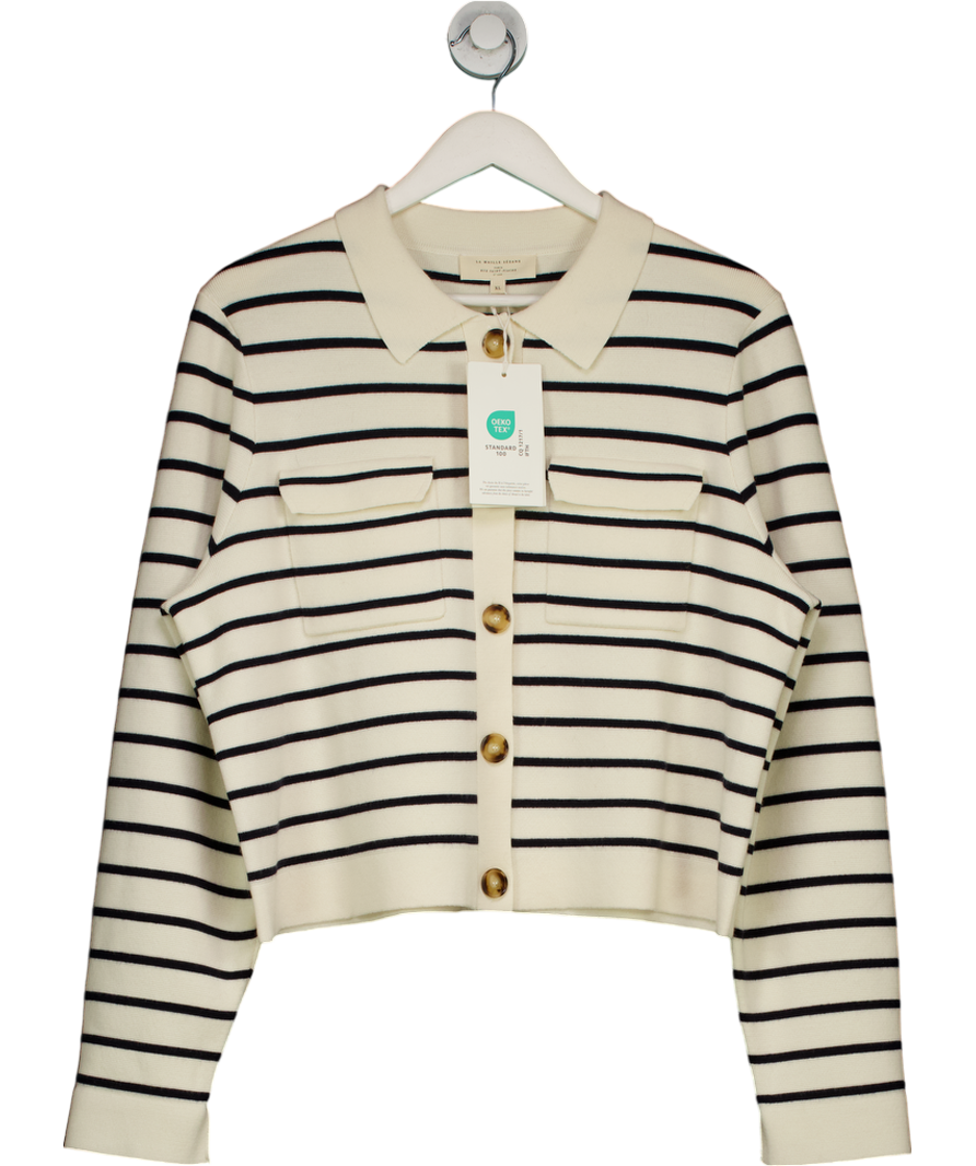Sezane Cream Betty Striped Cardigan UK XL