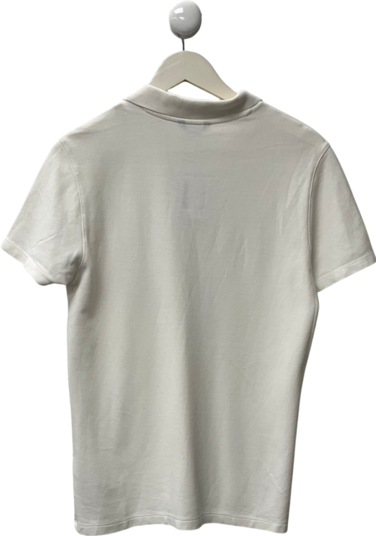 massino dutti White Cotton Blend Knit Polo Shirt UK S