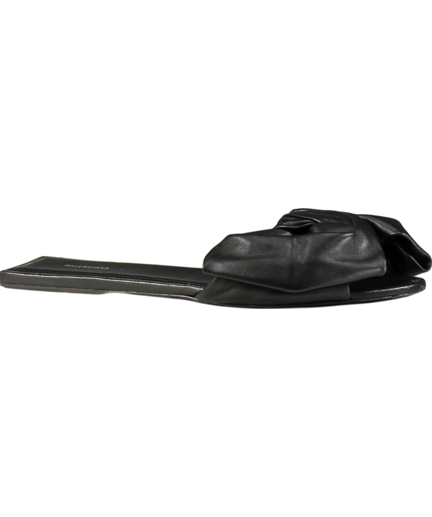 Balenciaga Black Calfskin Square Bow Mules UK 6 EU 39 👠