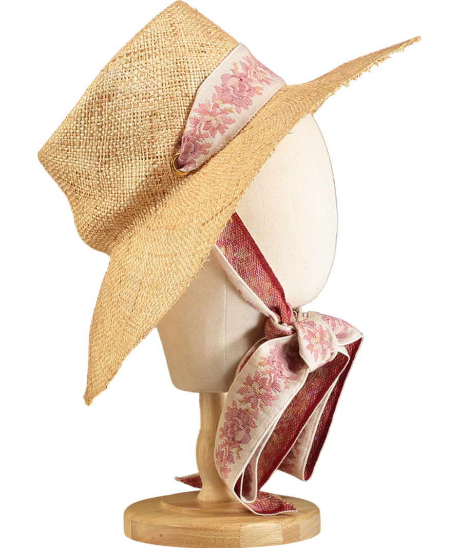 Sarah Bray Beige Grosgrain Ribbon Sunhat One Size