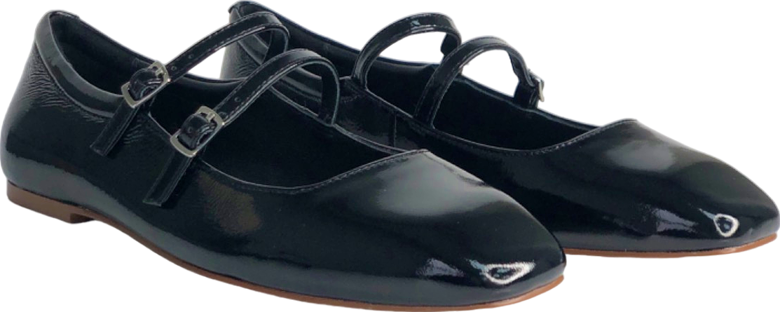 Mint Velvet Black Patent Ballet Pumps UK 5 EU 38