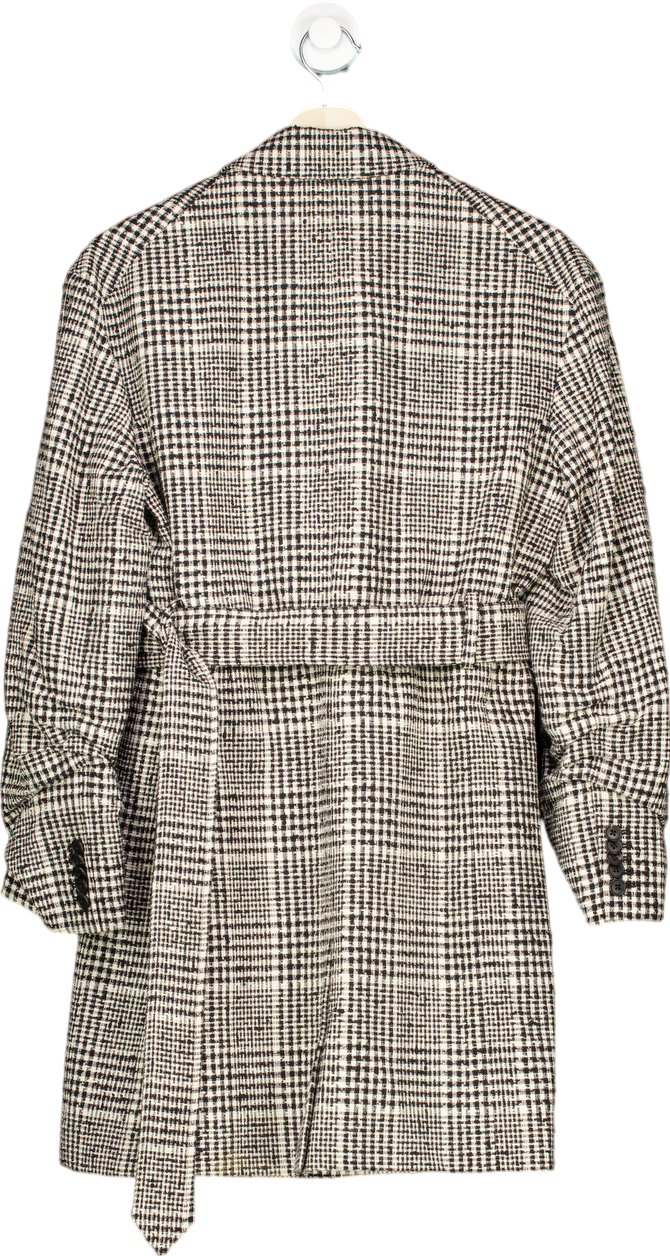 Veronica Beard Black/White Checkered Long Coat UK 10