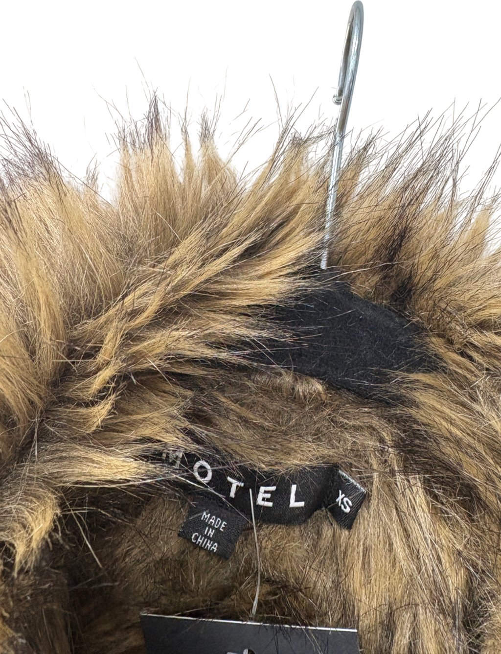 Motel Brown Faux Fur Coat UK XS