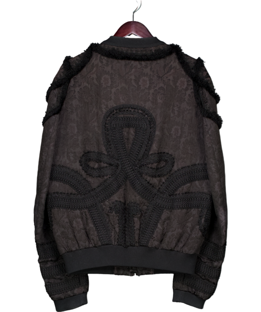 Dolce & Gabbana Black Embroidered Bomber Jacket UK L