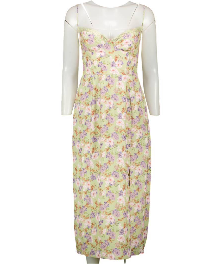 House of CB Sage Green Charlotte Peony Print Midi Sundress UK S