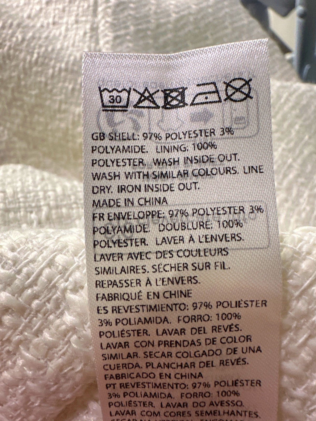 NA-KD White Oversized Tweed Button Detail Jacket EU 36 UK 8