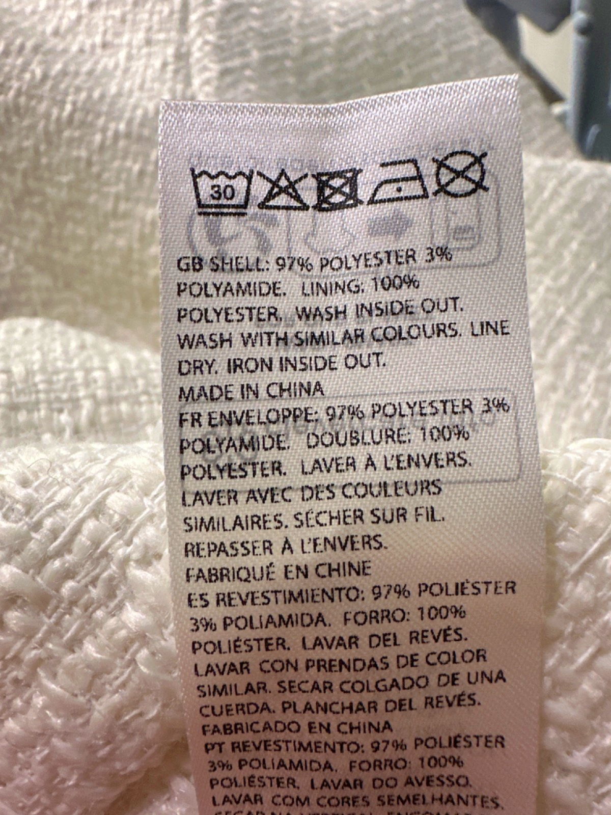 NA-KD White Oversized Tweed Button Detail Jacket EU 36 UK 8