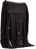 MANGO EXCLUSIVE Black Real Leather Drape Fringe Bag One Size