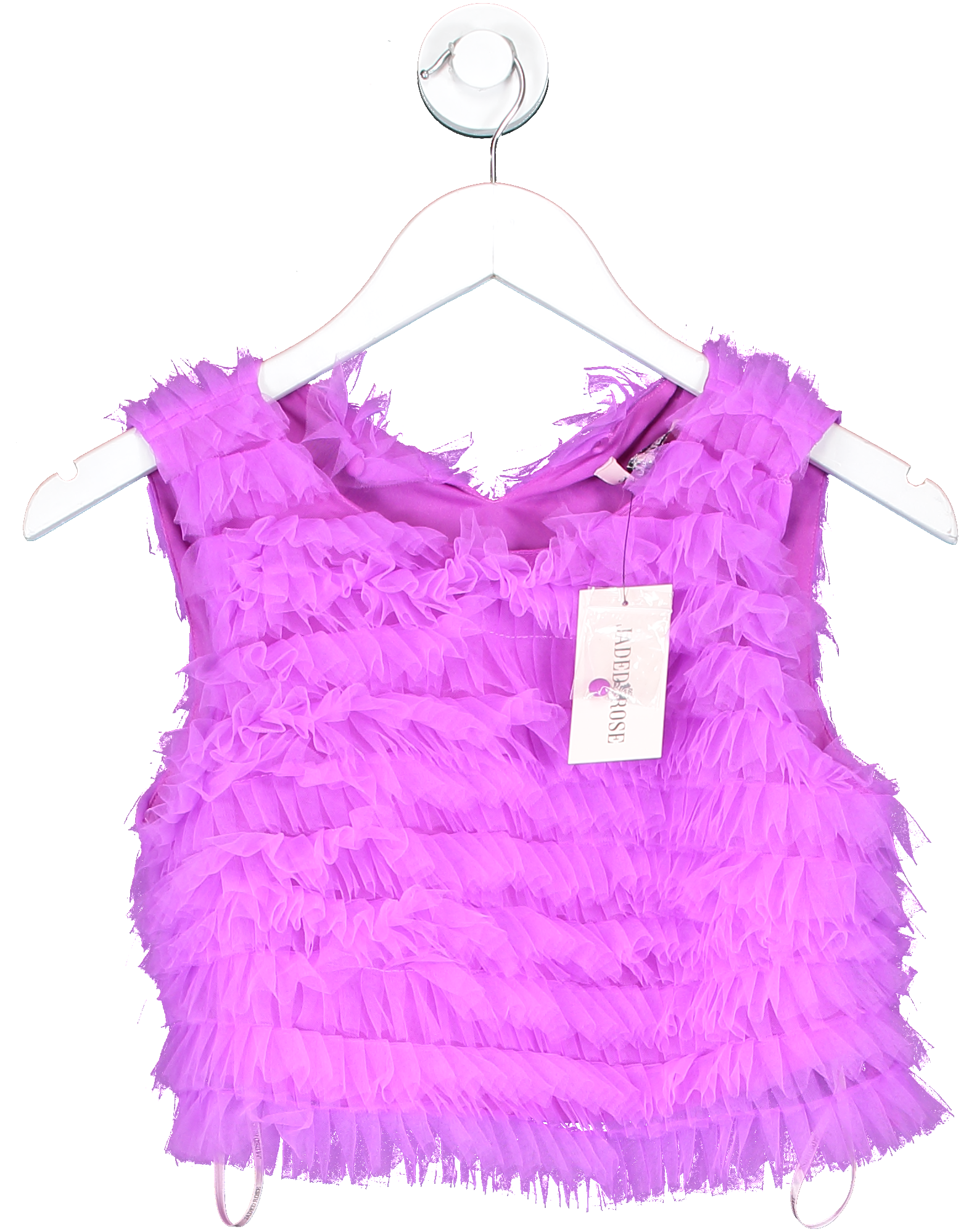 Jaded Rose Purple Sleeveless Ruffle Crop Top In Mesh UK 6