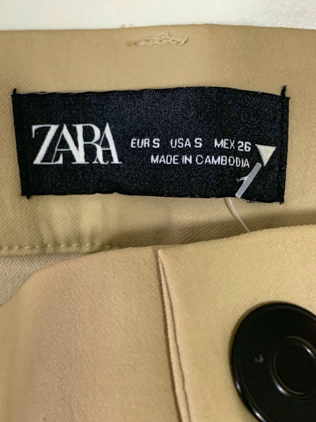 Zara Beige Skinny Coated Trousers EU S